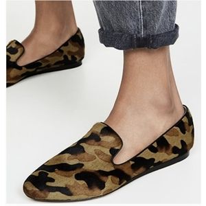 Veronica Beard Camo Griffin Pony Hair Loafers